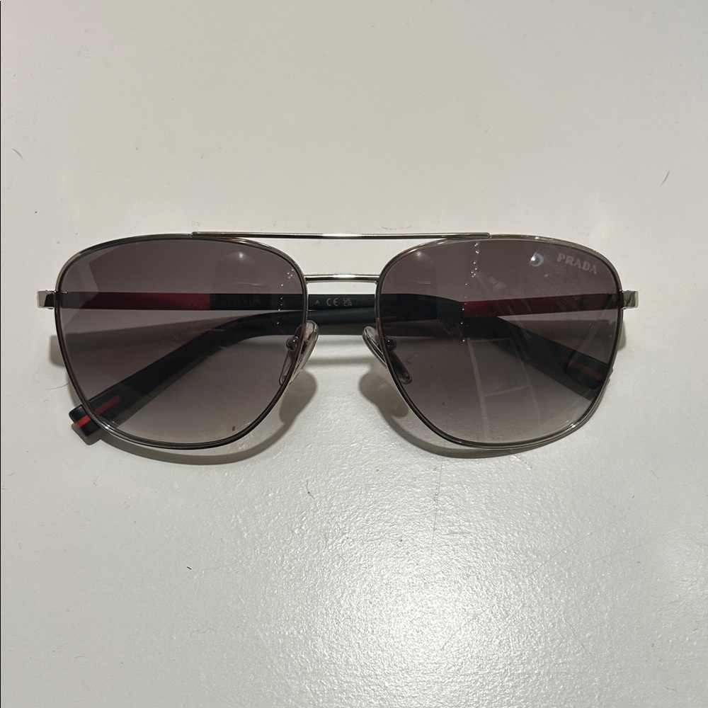 Prada Black and Red Aviator Sunglasses